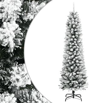 Árvore de Natal artificial fina com neve vidaXL | PVC e PE 240 cm - 1