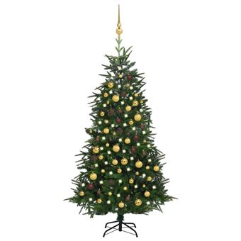 Árvore de Natal Artificial vidaXL com Luzes LED/Bolas | 180 cm | PVC/PE Verde - 1