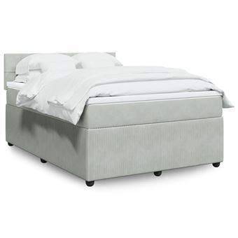 Cama com molas e colchão vidaXL | 140x190 cm | veludo cinzento-claro - 1