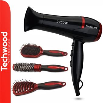Conjunto Secador e Escovas de Cabelo TECHWOOD | 2200 W - 1