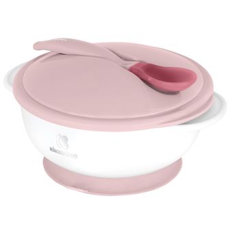 Tigela com ventosa e colher sensível ao calor Kikka Boo Rosa - 1