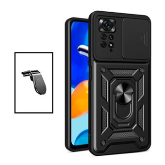 Kit Phonecare Suporte Magnético L Safe Driving Carro + Capa Magnetic Military Defender Slide Window Anti-Impacto para Xiaomi Redmi Note 11 Pro - Preto - 1