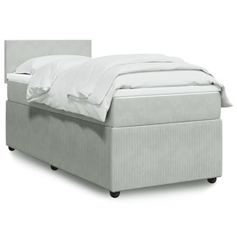 Cama com molas/colchão vidaXL | 80x200 cm | veludo cinza-claro - 1