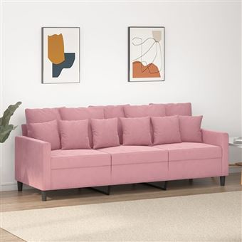 Sofá vidaXL | de 3 lugares 180 cm | veludo rosa - 1