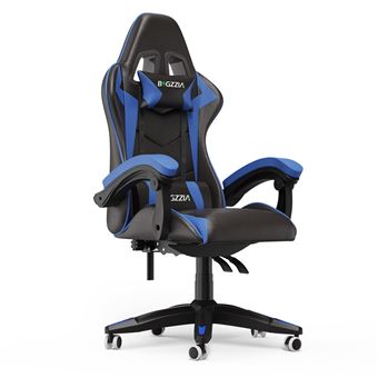 Cadeira Gaming Ergonómica Bigzziacom Apoio de Braços | Regulável em Altura - Preto e azul - 1