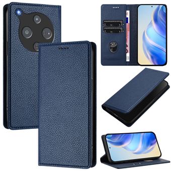 Capa Tipo Carteira FOXDOCK para ZTE Nubia P9 Pro 5G | Fecho Magnético | Bloqueio RFID | Pele | 3 Compartimentos para Cartões | Azul escuro - 1