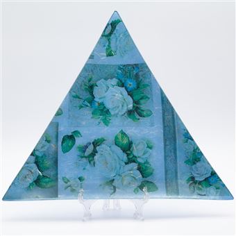 Prato Triangular Azul Florido Presentear - 1