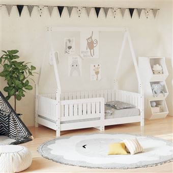 Estrutura de cama infantil vidaXL | 70x140 cm pinho maciço branco - 1