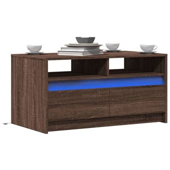 Mesa de centro com luzes LED vidaXL | derivados madeira carvalho castanho - 1