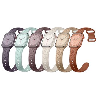 Pack 6 x Braceletes Desportivas para Apple Watch Series 8/7/6/5/4/3/2/SE | 42mm/44mm/45mm | Estampagem de Leopardo | Cereja roxa/Azul/Smoke Violet/StarLight/Milk Tea/Brown - 1