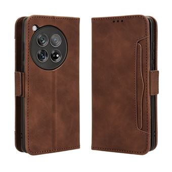 Capa FOXDOCK Protetora para OnePlus 12 | Suporte e Flip de couro PU | À Prova de Choque | Castanho - 1