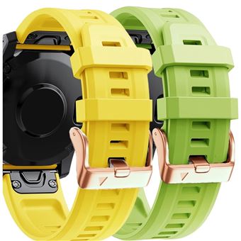 Pack 2 x Braceletes de Silicone com Fecho de Metal Antiimpacto para Garmin D2 Delta S - Amarelo e Verde - 1