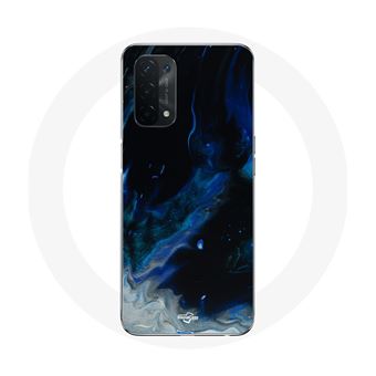 Capa Maniacase para Oppo A54 5G Nuvens de Fumaça Multicoloridas de Azul Cinzento E Preto No Fundo Preto - 1