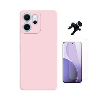 Kit Vidro Clearglass + Capa Silicone Líquido + Suporte Reforçado PHONECARE para Oppo Reno14 FS 5G | Rosa - 1