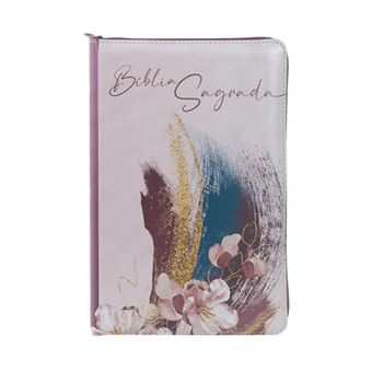 Bíblia Nvi Com Zíper: Capa Em Couro Soft Rosa Com Acabamento Em Glitter, Letras De Jesus Em Vermelho - 1