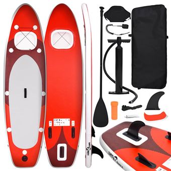 Conjunto Prancha de Paddle SUP Insuflável vidaXL | 300x76x10 cm | Vermelho - 1