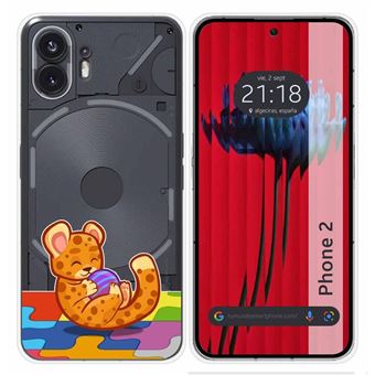 Capa Tumundosmartphone de silicone transparente para Nothing Phone 2 5G  design de desenho de leopardo - 1