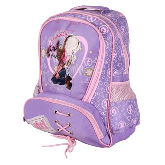 Mochila Escolar Infantil LPM | Menina | Design Fashion Corações e Boneca | 40 cm | Lilás - 1