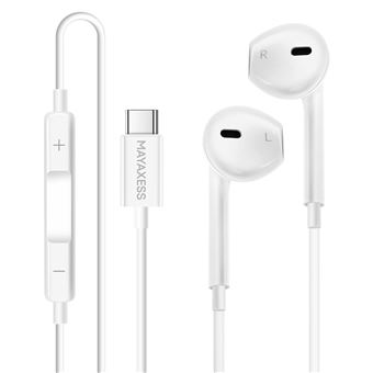 Auriculares com Fio USB-C Mayaxess | Compatível com Google Pixel 10 Pro XL com Microfone Integrado | Branco - 1