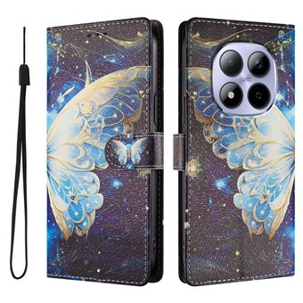 Capa FLOODKING para Xiaomi Redmi Note 15 5G | Suporte | Porta-Cartões e Alça | Padrões Decorativos | Azul e Roxo - 1