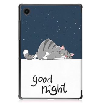 Capa Pu + Tpu magunivers Três Dobras com Função Auto Wake/Sleep Boa Noite Gato para Samsung Galaxy Tab A8 10.5 (2021) Sm-X205/Sm-X200 - 1