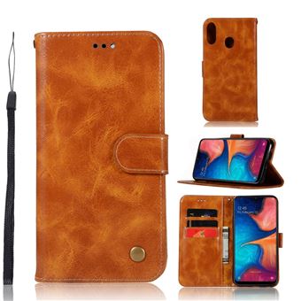 Capa Magunivers de PU Estilo Retro Amarelo para Samsung Galaxy A20E