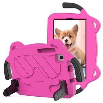 Capa de EVA design bonito dos desenhos animados, à prova de queda com muleta Magunivers para Samsung Galaxy Tab A7 Lite 8.7-inch - Rosa vermelha/preta - 1