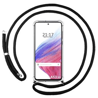 Capa Tumundosmartphone suspensa transparente para Samsung Galaxy A53 5G com cordão preto - 1