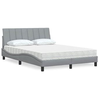 Cama com colchão vidaXL |  120x200 cm | tecido cinza-claro - 1