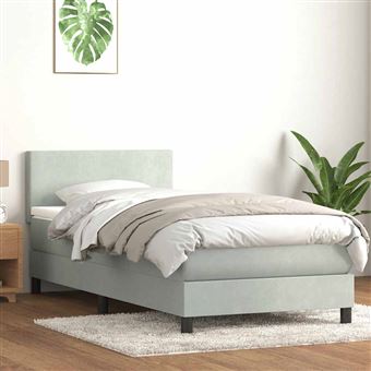 Cama com molas/colchão vidaXL |  cinzento-claro 80x210 cm | veludo - 1