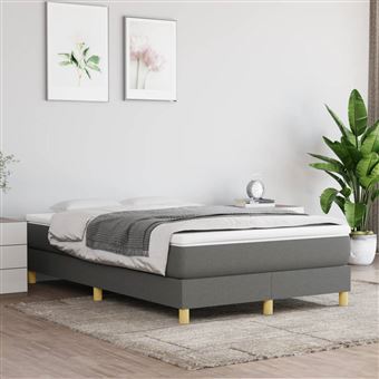 Estrutura de cama com molas vidaXL | 120x200 cm | tecido cinzento-escuro - 1