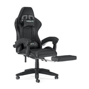 Cadeira Gaming Bigzziacom Apoio Ergonómico para os Pés | Giratória a 90° | Regulável em Altura - Preta - 1
