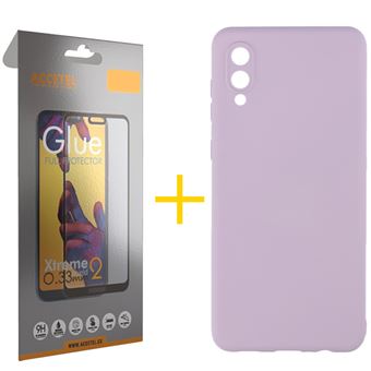Conjunto 1 x Película de Vidro Full + Capa para Samsung A02 | Silicone Líquido - Roxo - 1