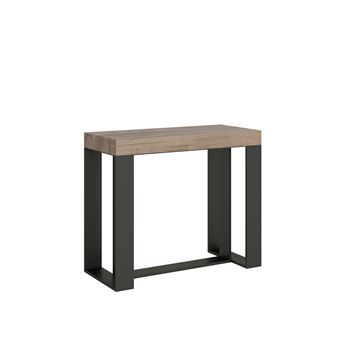 Mesa Consola Extensível Itamoby Futura Small | 90x40/196 cm | Carvalho Natural Quadro Antracite - 1