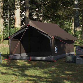 Tenda de campismo vidaXL para 2 pessoas tecido impermeável castanho - 1