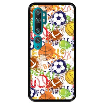 Capa Tpu Hapdey para Xiaomi Mi Note 10 - Note 10 Pro - Cc9 Pro | Design Padrão de Esportes com Bolas 1 - Preto