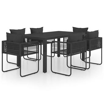 Conjunto de Jantar para Jardim vidaXL 7 Peças vime de PVC preto - 1