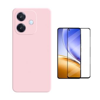 Kit Vidro Temperado + Capa Silicone Líquido Phonecare para Oppo A5 Pro 4G | Rosa - 1