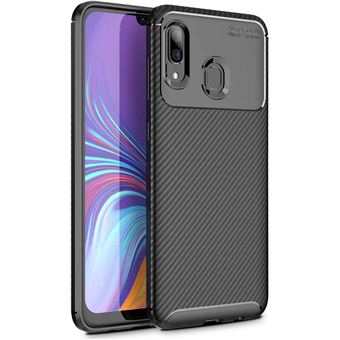Capa de Silicone Slim Anti-Choque YIOU de Fibra de Carbono para Samsung Galaxy A40 - Preto - 1