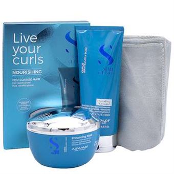 Kit Alfaparf Milano Semi Di Lino para Cabelos Encaracolados | Co-Wash 200ml | Máscara 200ml | Toalha - 1