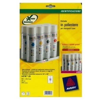 Etiqueta para Impressão Avery L4776-20 | Branco - 1
