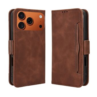 Capa FOXDOCK Protetora para iPhone 17 Pro Max | Suporte e Flip de couro PU | À Prova de Choque | Castanho - 1