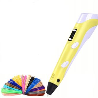 Caneta 3D Inteligente Arzopa com Display LED | Carregamento USB, PLA e ABS | Filamento PLA Compatíveis | 5m x 20 - Amarelo - 1