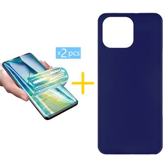 Pack 2 x Película de Hidrogel + Capa skyhe Apple iPhone 14 Pro Silicone Liso - Azul - 1