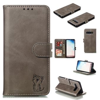 Capa Magunivers de PU Padrão de Gato Cinza para Samsung Galaxy S10