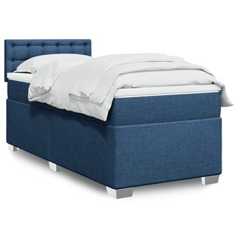 Cama com molas/colchão vidaXL | 100x200 cm | tecido azul - 1