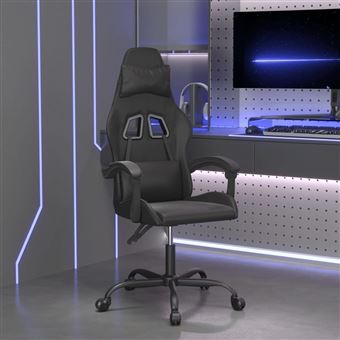 Cadeira gaming vidaXL giratória couro artificial preto - 1