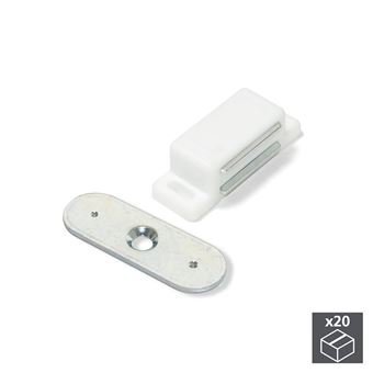 Fecho Magnético Emuca para Portas | Aço E Plástico | Branco | 20 Ud. - 1