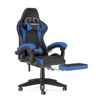Cadeira Gaming Bigzziacom Apoio Ergonómico para os Pés | Giratória a 90° | Regulável em Altura - Preto e azul - 1