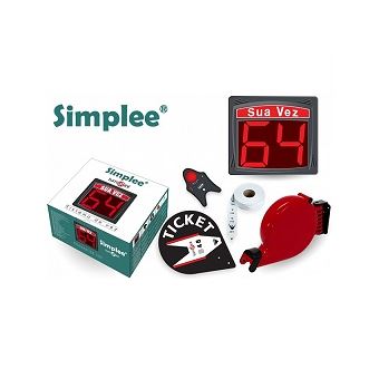 KIT Dispensador de senhas Simplee Turnopoint Visor 2 Dígitos - 1 Rolo de 2.000 Senhas Azuis - 1